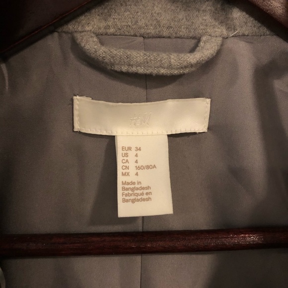 H&M Grey Peacoat Jacket - 4 - Picture 4 of 6